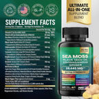 Suplemento Natural 8 em 1 - Musgo Marinho - Ashwagandha - Óleo de Semente Negra - Gengibre Força Extra 19445 mg